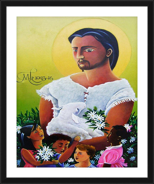 Wall Frame Black, Matted - Jesus and the Holy Innocents by Br. Mickey McGrath, OSFS - Trinity Stores