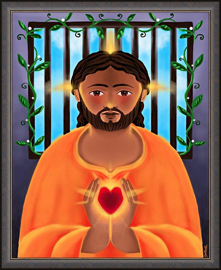 Wall Frame Espresso - Jesus In Prison by Br. Mickey McGrath, OSFS - Trinity Stores