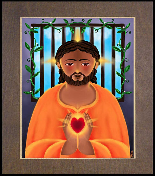 Jesus In Prison - Wood Plaque Premium by Br. Mickey McGrath, OSFS - Trinity Stores