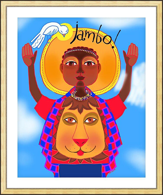 Wall Frame Gold, Matted - Jambo Jesus by Br. Mickey McGrath, OSFS - Trinity Stores