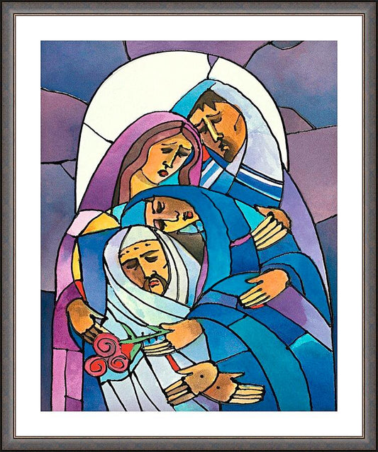 Wall Frame Espresso, Matted - Stations of the Cross - 14 Body of Jesus is Laid in the Tomb by Br. Mickey McGrath, OSFS - Trinity Stores