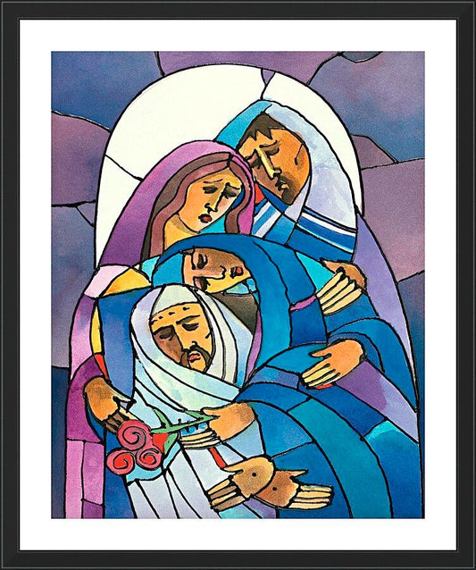 Wall Frame Black, Matted - Stations of the Cross - 14 Body of Jesus is Laid in the Tomb by Br. Mickey McGrath, OSFS - Trinity Stores