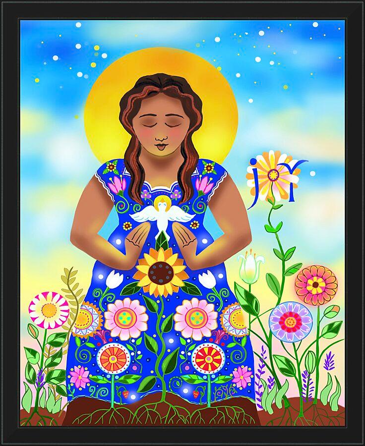 Wall Frame Black - Mary, Joyful Mystery by Br. Mickey McGrath, OSFS - Trinity Stores