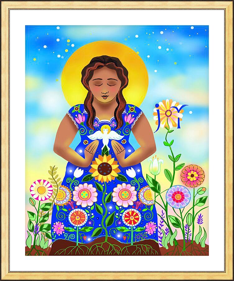 Wall Frame Gold, Matted - Mary, Joyful Mystery by Br. Mickey McGrath, OSFS - Trinity Stores