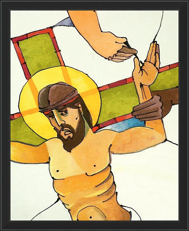 Wall Frame Black - Stations of the Cross - 11 Jesus is Nailed to the Cross by Br. Mickey McGrath, OSFS - Trinity Stores