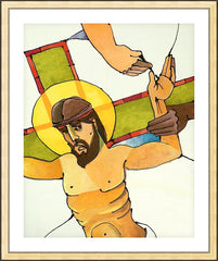 Wall Frame Gold - Stations of the Cross - 11 Jesus is Nailed to the Cross by M. McGrath