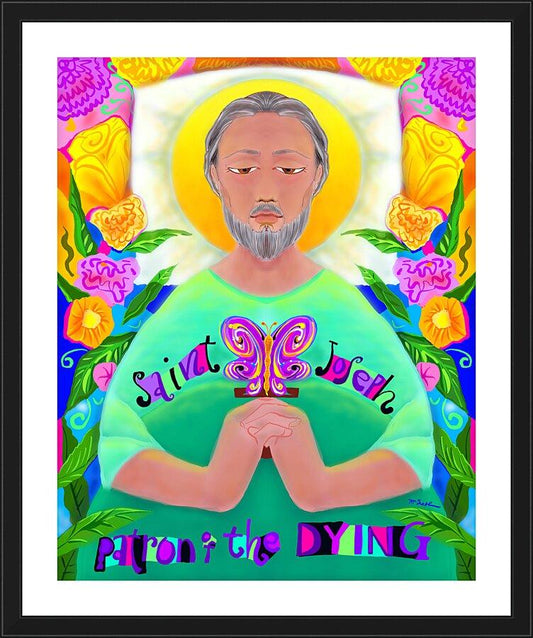 Wall Frame Black, Matted - St. Joseph Patron of the Dying by Br. Mickey McGrath, OSFS - Trinity Stores