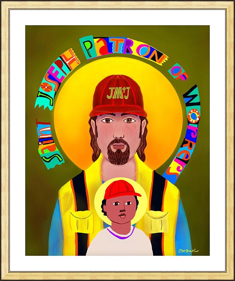 Wall Frame Gold, Matted - St. Joseph Patron of Workers by Br. Mickey McGrath, OSFS - Trinity Stores