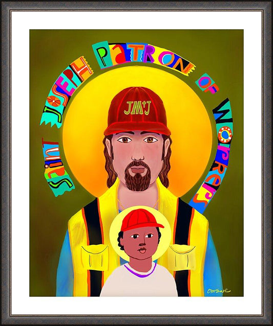 Wall Frame Espresso, Matted - St. Joseph Patron of Workers by Br. Mickey McGrath, OSFS - Trinity Stores