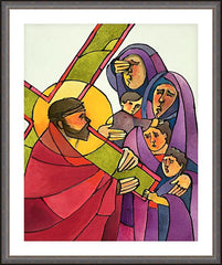 Wall Frame Espresso - Stations of the Cross - 8 Jesus Meets the Women of Jerusalem by M. McGrath