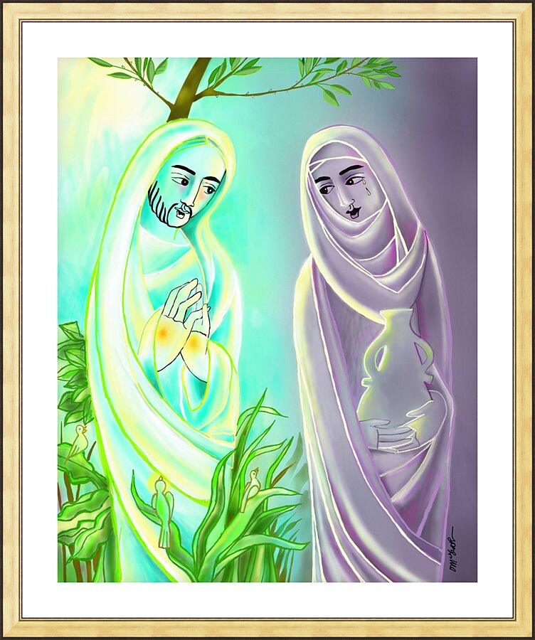Wall Frame Gold, Matted - Jesus with Mary Magdalene by Br. Mickey McGrath, OSFS - Trinity Stores