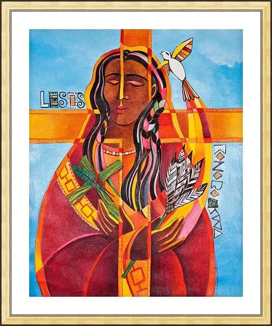 Wall Frame Gold, Matted - Jesus I Love You - Lesos Konoronhkwa by Br. Mickey McGrath, OSFS - Trinity Stores