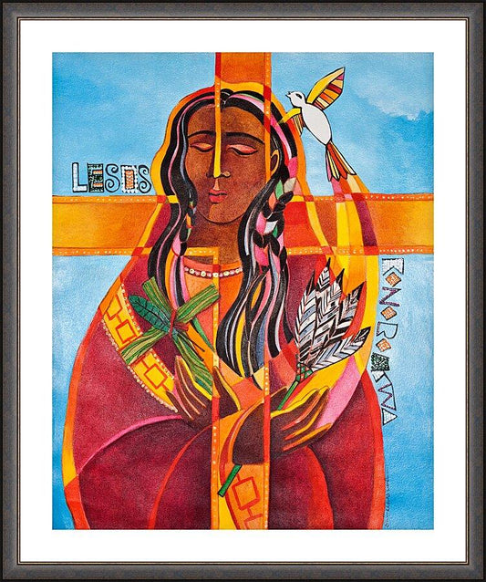 Wall Frame Espresso, Matted - Jesus I Love You - Lesos Konoronhkwa by Br. Mickey McGrath, OSFS - Trinity Stores