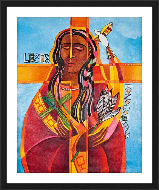 Wall Frame Black, Matted - Jesus I Love You - Lesos Konoronhkwa by Br. Mickey McGrath, OSFS - Trinity Stores