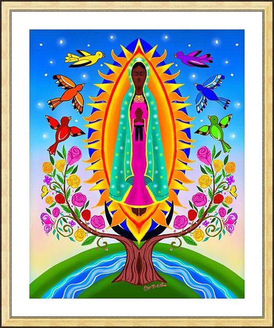 Wall Frame Gold, Matted - Our Lady of Guadalupe by Br. Mickey McGrath, OSFS - Trinity Stores