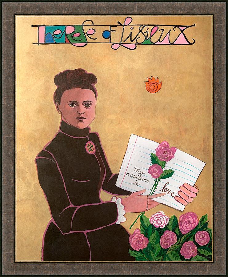 Wall Frame Espresso - St. Thérèse of Lisieux by Br. Mickey McGrath, OSFS - Trinity Stores