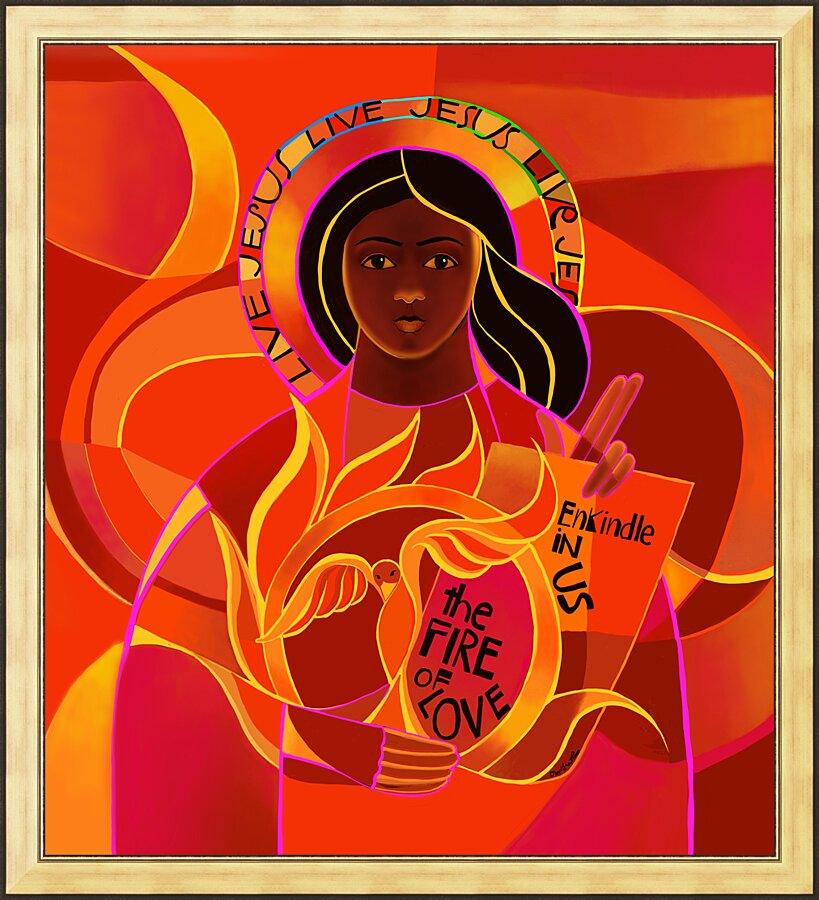 Wall Frame Gold - Our Lady of Light, Pentecost by Br. Mickey McGrath, OSFS - Trinity Stores