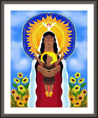 Wall Frame Espresso - Lakota Madonna with Sunflowers by M. McGrath