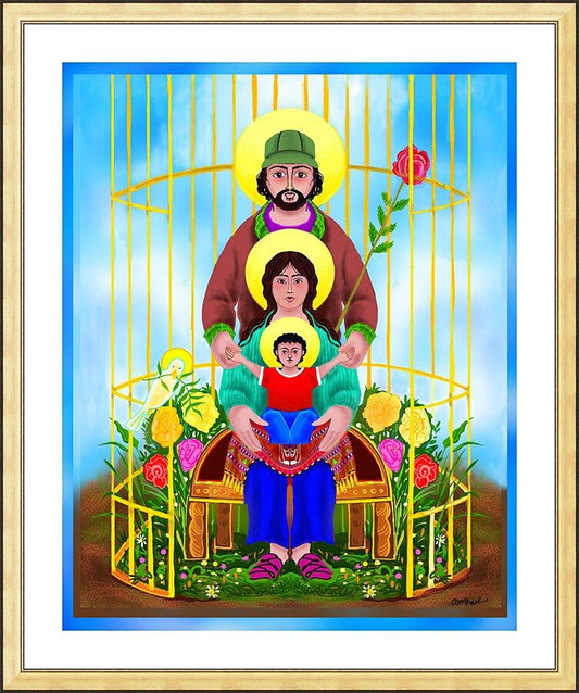 Wall Frame Gold, Matted - Our Lady Protector of Immigrants by Br. Mickey McGrath, OSFS - Trinity Stores