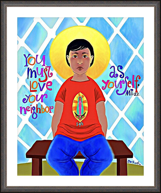 Wall Frame Espresso, Matted - Love Your Neighbor as Yourself by Br. Mickey McGrath, OSFS - Trinity Stores