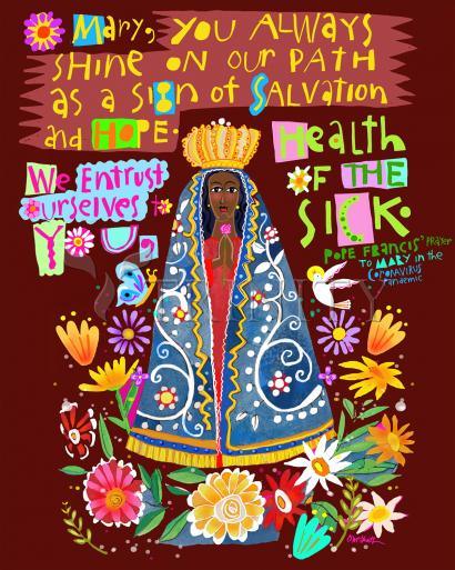 Wall Frame Gold, Matted - Mary, Health of the Sick by Br. Mickey McGrath, OSFS - Trinity Stores