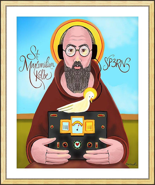 Wall Frame Gold, Matted - St. Maximilian Kolbe by Br. Mickey McGrath, OSFS - Trinity Stores