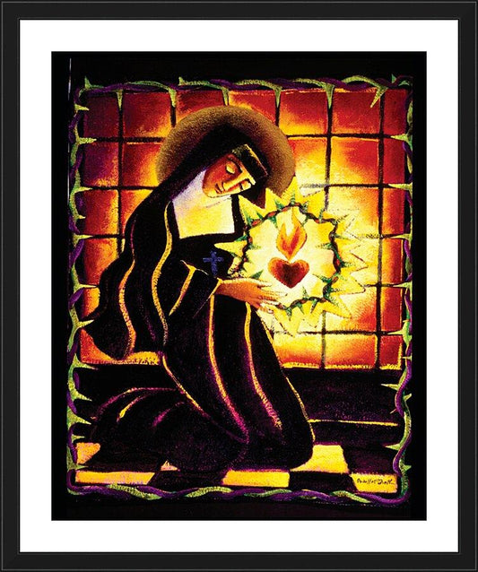 Wall Frame Black, Matted - St. Margaret Mary Alacoque by Br. Mickey McGrath, OSFS - Trinity Stores