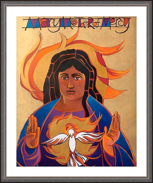 Wall Frame Espresso, Matted - Mary Mother of Mercy by Br. Mickey McGrath, OSFS - Trinity Stores