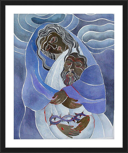 Wall Frame Black, Matted - Mary, Mother of Sorrows by Br. Mickey McGrath, OSFS - Trinity Stores