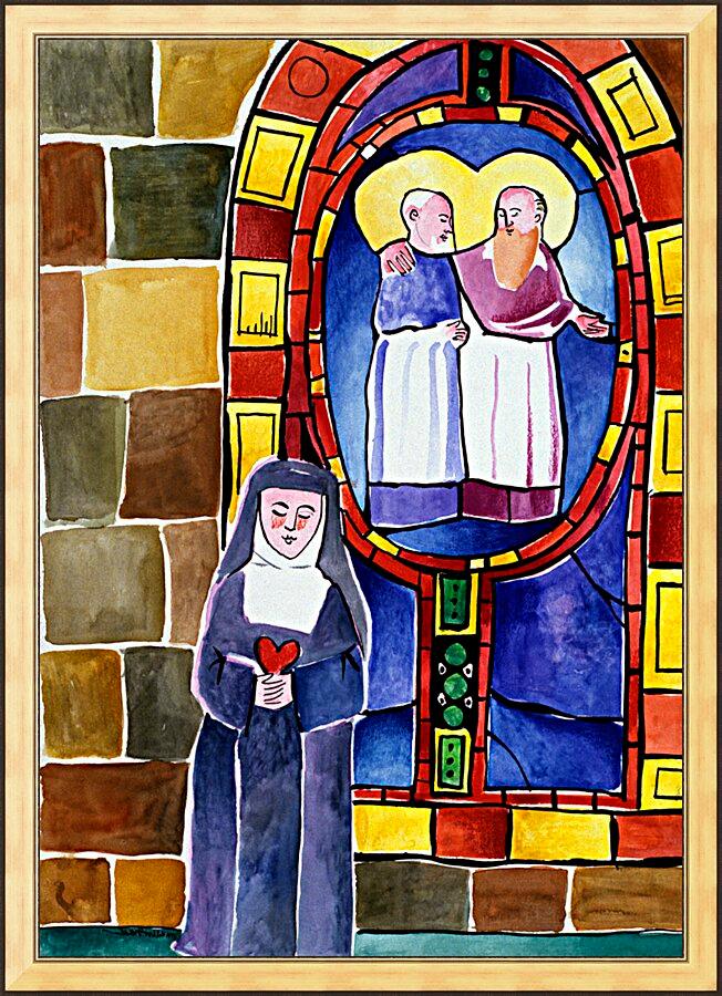 Wall Frame Gold - St. Margaret Mary Alacoque at Window by Br. Mickey McGrath, OSFS - Trinity Stores