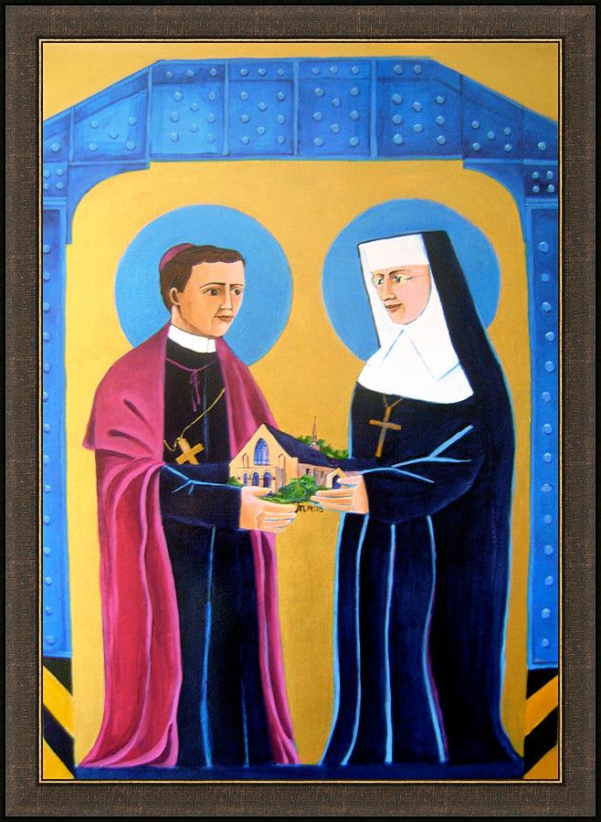 Wall Frame Espresso - Sts. John Neumann and Katharine Drexel by Br. Mickey McGrath, OSFS - Trinity Stores