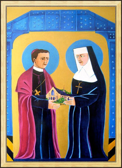 Wall Frame Gold - Sts. John Neumann and Katharine Drexel by Br. Mickey McGrath, OSFS - Trinity Stores