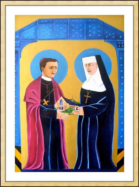 Wall Frame Gold, Matted - Sts. John Neumann and Katharine Drexel by Br. Mickey McGrath, OSFS - Trinity Stores