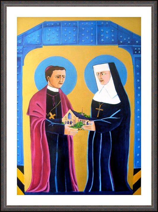 Wall Frame Espresso, Matted - Sts. John Neumann and Katharine Drexel by Br. Mickey McGrath, OSFS - Trinity Stores