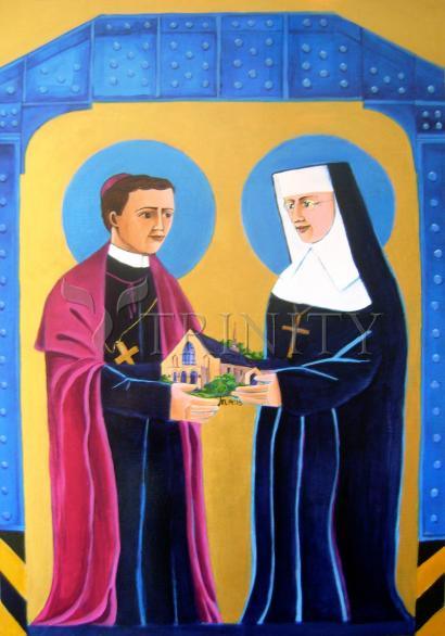 Wall Frame Gold, Matted - Sts. John Neumann and Katharine Drexel by Br. Mickey McGrath, OSFS - Trinity Stores