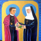 Wall Frame Black, Matted - Sts. John Neumann and Katharine Drexel by Br. Mickey McGrath, OSFS - Trinity Stores