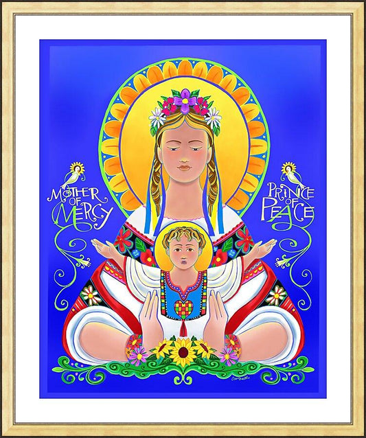 Wall Frame Gold, Matted - Our Lady of the Ukraine by Br. Mickey McGrath, OSFS - Trinity Stores
