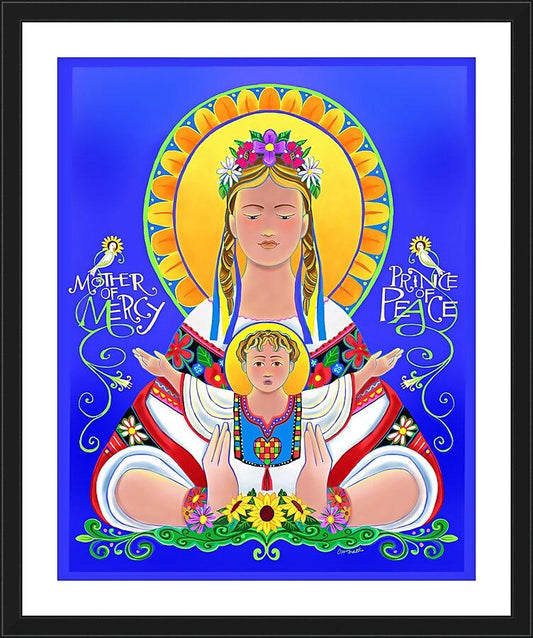 Wall Frame Black, Matted - Our Lady of the Ukraine by Br. Mickey McGrath, OSFS - Trinity Stores