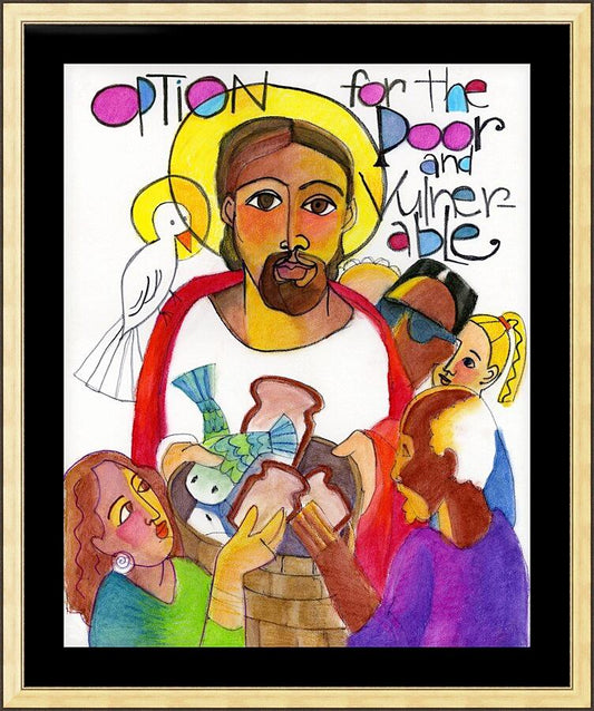 Wall Frame Gold, Matted - Option for the Poor and Vulnerable by Br. Mickey McGrath, OSFS - Trinity Stores
