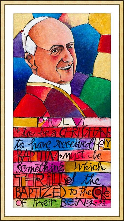 Wall Frame Gold, Matted - St. Paul VI by Br. Mickey McGrath, OSFS - Trinity Stores