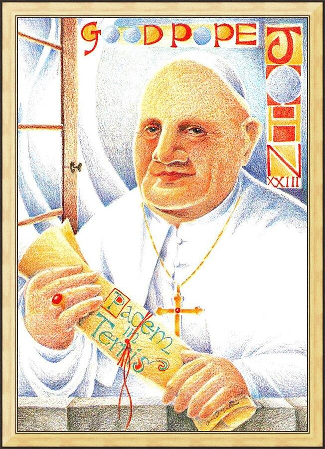 Wall Frame Gold - St. John XXIII by Br. Mickey McGrath, OSFS - Trinity Stores