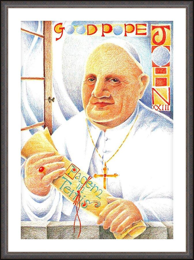 Wall Frame Espresso, Matted - St. John XXIII by Br. Mickey McGrath, OSFS - Trinity Stores