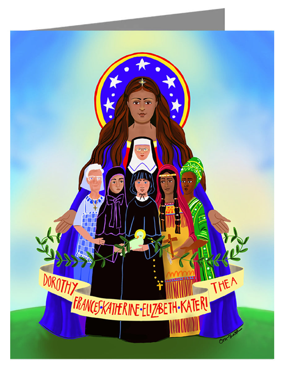 Custom Text Note Card - Mary, Patroness of America by M. McGrath