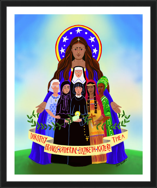 Wall Frame Black - Mary, Patroness of America by M. McGrath
