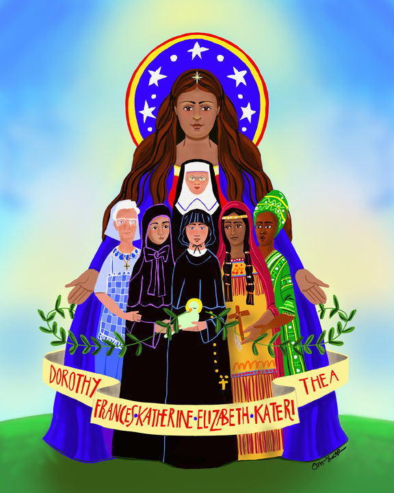 Wall Frame Espresso - Mary, Patroness of America by M. McGrath
