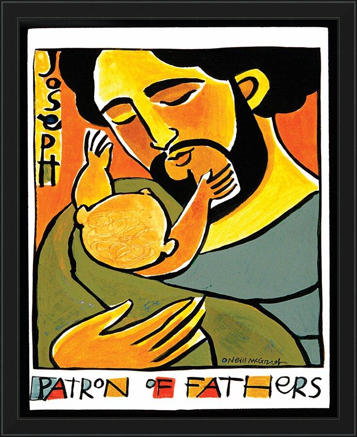 Wall Frame Black - St. Joseph, Patron of Fathers by Br. Mickey McGrath, OSFS - Trinity Stores