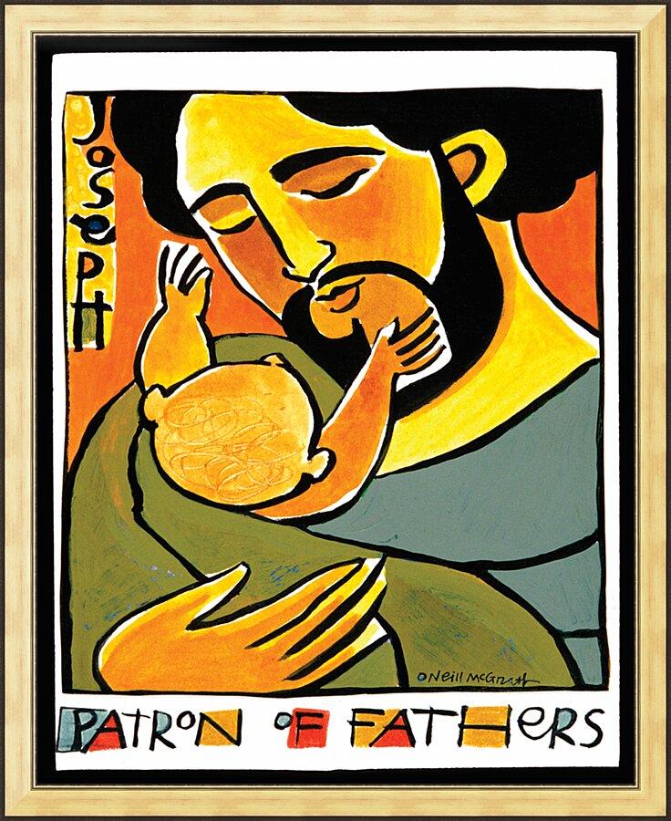 Wall Frame Gold - St. Joseph, Patron of Fathers by Br. Mickey McGrath, OSFS - Trinity Stores