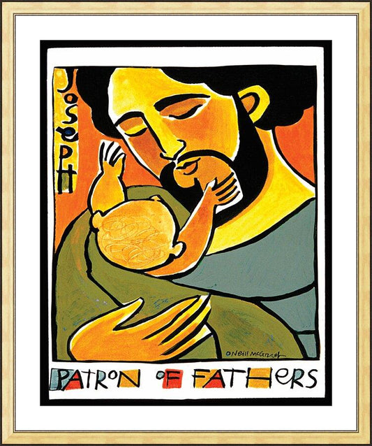 Wall Frame Gold, Matted - St. Joseph, Patron of Fathers by Br. Mickey McGrath, OSFS - Trinity Stores