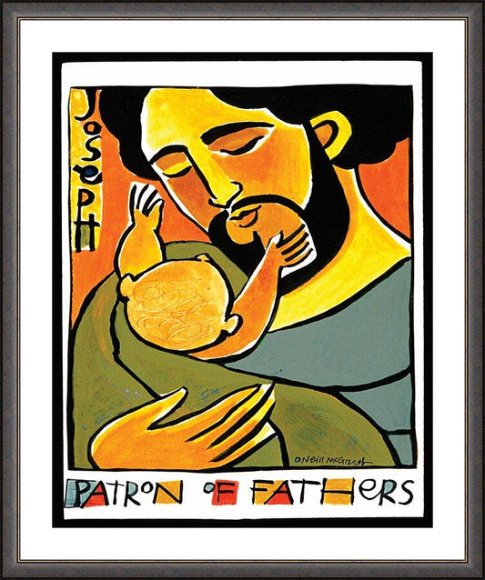 Wall Frame Espresso, Matted - St. Joseph, Patron of Fathers by Br. Mickey McGrath, OSFS - Trinity Stores