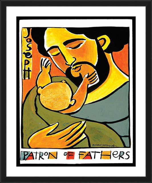 Wall Frame Black, Matted - St. Joseph, Patron of Fathers by Br. Mickey McGrath, OSFS - Trinity Stores
